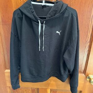 Puma Women's Black Hoodie with White Logo